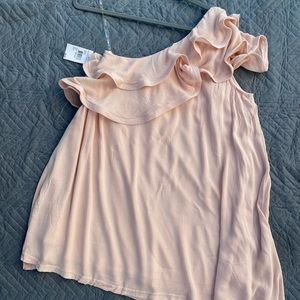 Dirty Ballerina Dress Women size Medium Pink One Shoulder Ruffle Mini Dress